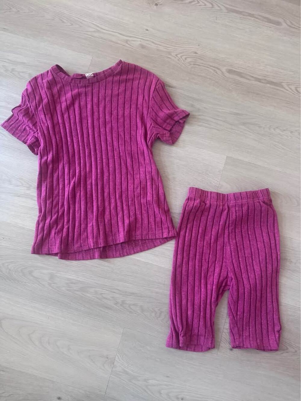 Girls Size 10-11 Pink Matching Shirt & Biker Shorts Set Outfit